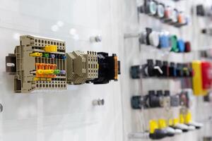 Modular terminal blocks of the automatic control system presented on the stand photo