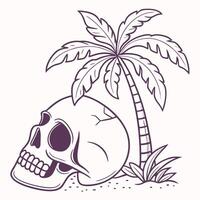 Skull and Palm Tree Fusion Cool Aesthetic vector