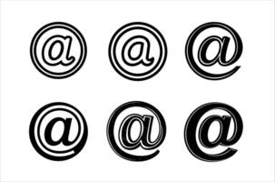 Vintage At Symbol Icons Textured Circular Frame vector