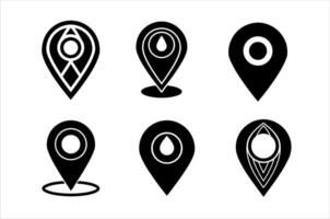 Geometric Map Marker Icons Set of 6 Stylized Designs vector