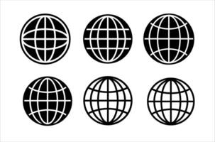 Earth Silhouette Icons Simple Globe Collection vector