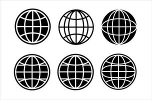 Six Identical Globe Icons Minimalist World Map vector
