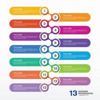 Infographic 13 options or step for presentation, Icons. vector
