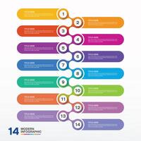 Infographic 14 options or step for presentation, Icons. vector