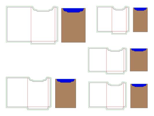 W shape Pocket envelope 5 popular sizes Dieline Template