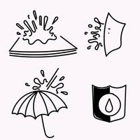 four different icons of an umbrella, shield waterproof icon vector