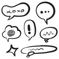 Hand drawn speech bubbles isolated collection. Doodle set elements. Cartoon speech bubble objects vector