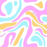 Abstract seamless pattern with fluid pastel shapes in pink, blue, and yellow, retro and psychedelic designs vector
