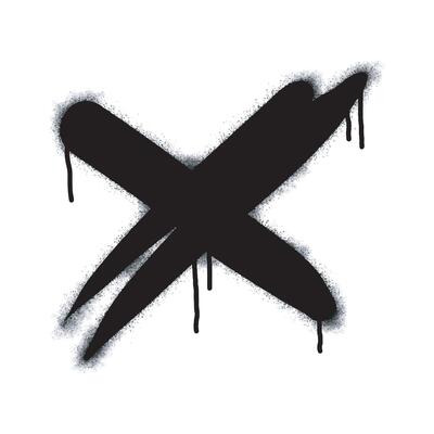 Spray Paint Graffiti x Sprayed separately on a white background. Graffiti font x with black spray paint on white. Illustration of a no sign.