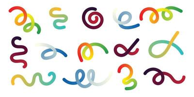 Abstract Color Gradient Swirl Shapes Set. vector