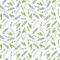 Seamless pattern of leaves and branches. Leaf, foliage, green branch. vector
