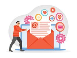 Marketing automation system, software, social media, and online platform. vector