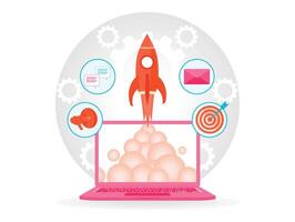 Digital Marketing Concepts Featuring Rocket Growth in Business. vector
