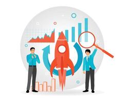Business Growth and Innovation Concept with Rocket Launch. vector