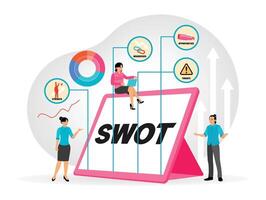 SWOT Analysis for Company Strategy using Diagram Presentation with Four Elements. vector