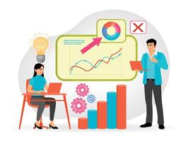 Marketing Strategy Development. Develop Effective Strategies by Showing Data Analysis. vector