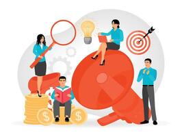 Financial and Marketing Concepts. Customer Communication and Promotion Through Social Networks. vector