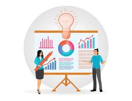 Creative Team Collaborates on Data Analysis Presentation. vector