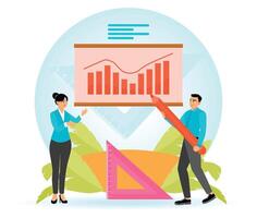 Team Collaborates on Business Growth Chart Presentation. vector
