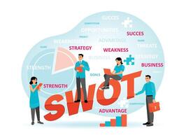 SWOT Strategy Presentation Concept. Idea of Analysis and Marketing. vector