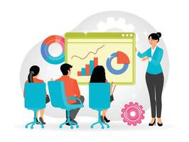 Marketing Business Strategy Presentation with Clients. Regarding Data Insight and Statistics. vector