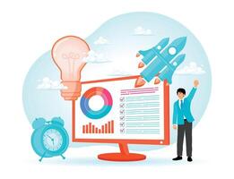 Project implementation, initiation and closure. vector