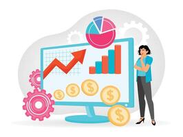 Marketing Investment Data Analysis with Growth Charts and Financial Icons. vector