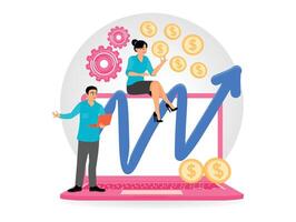 Marketing investment. Businessman analyzing trading graph financial data. vector