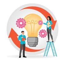Visualizing the Process of Bringing Ideas to Life. A Team in Action and Integration. vector