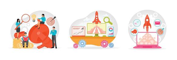 Customer Communication and Promotion. Data Business Analysis Concept. Digital Marketing Concepts. vector