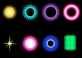 Abstract Neon Elements A vibrant collection of abstract neon elements glows against a dark backdrop, creating a visually stunning display of modern design. vector
