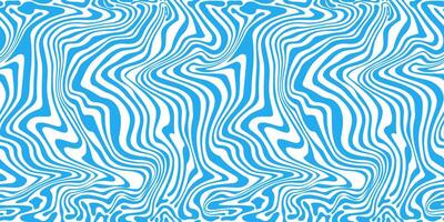 Blue wavy lines groovy abstract background. Trendy psychedelic summer retro style backdrop. Water Waves, swirl and twirl pattern. Y2k aesthetic design. vector