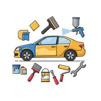 Car painting tools illustration vector