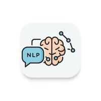 Nlp with a brain icon vector