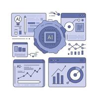 Ai and data visualization icons vector