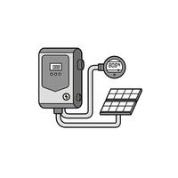 A solar panel and a meter connected to a power meter vector