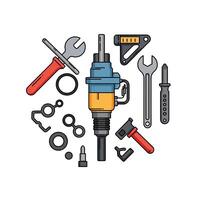 A set of tools and tools on a white background vector