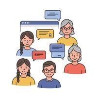 People talking with speech bubbles on a white background vector
