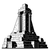 A drawing of a monument with columns vector
