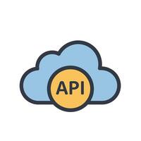 Cloud With an Api Symbol for Cloud Apis and Integrations on a White Background vector