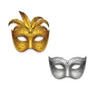 Two venetian masks on a white background vector