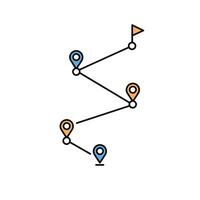 A map with pins and arrows pointing to different locations vector