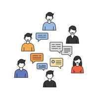 People talking with speech bubbles in a circle vector