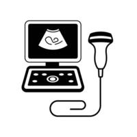 A laptop computer with a monitor and a microphone vector
