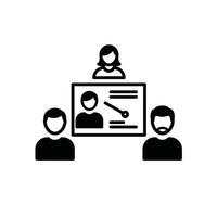 People are sitting around a table with a projector vector