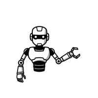 A robot is holding a wrench in its hand vector