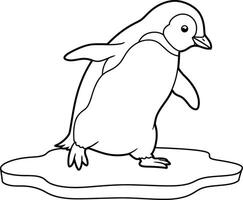 Coloring Page Featuring a Penguin Waddling With Its Wings Slightly Outstretched for Balance vector