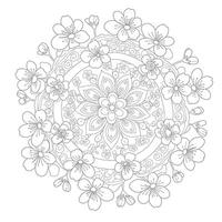 Coloring page with a flower design around it. vector