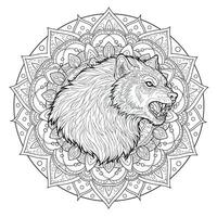 A wolf head in the middle of a mandala vector
