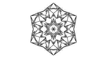 A Six-Sided Mandala Featuring Interlocking Stars, Sharp Angular Lines, and Nested Hexagons, Forming a Mesmerizing Starburst Effect vector